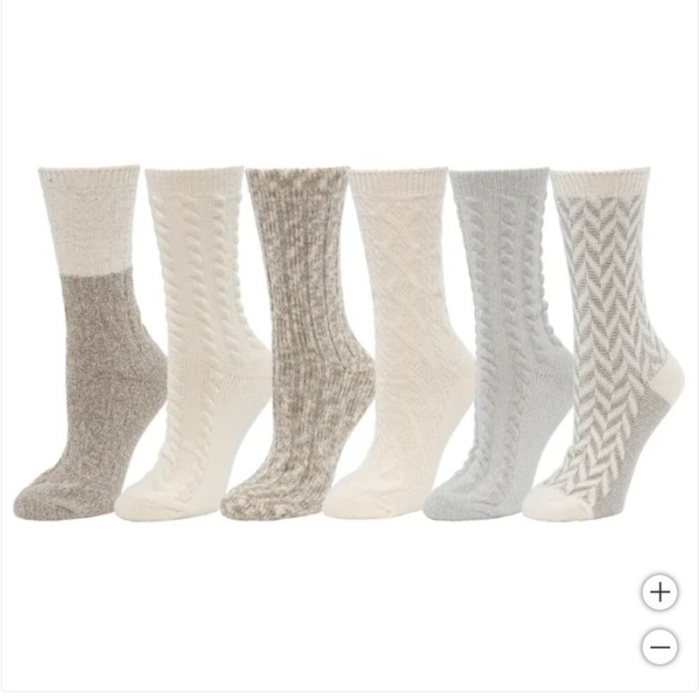 Bearpaw Women's Boot Sock, 6-pair, Ivory - Picture 2 of 10